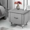 Eleganter Nachttisch EXTRAVAGANCIA 50cm silbergrau Samt Nachtkommode mit Schublade