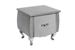 Eleganter Nachttisch EXTRAVAGANCIA 50cm silbergrau Samt Nachtkommode mit Schublade