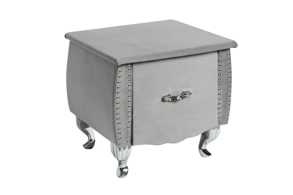 Eleganter Nachttisch EXTRAVAGANCIA 50cm silbergrau Samt Nachtkommode mit Schublade