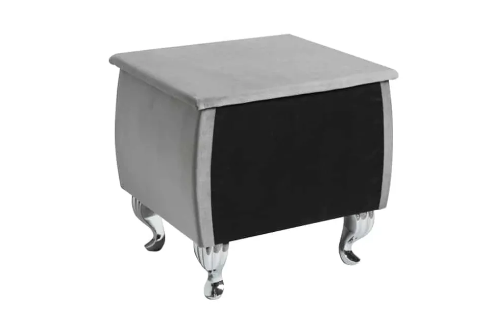 Eleganter Nachttisch EXTRAVAGANCIA 50cm silbergrau Samt Nachtkommode mit Schublade