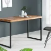 Eleganter Schreibtisch ELEMENTS 118cm braun Sheesham stone finish Metallgestell