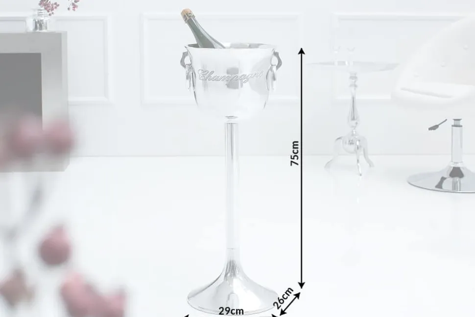 Eleganter Sektkühler CHAMPAGNE 75cm silber poliert Flaschenkühler