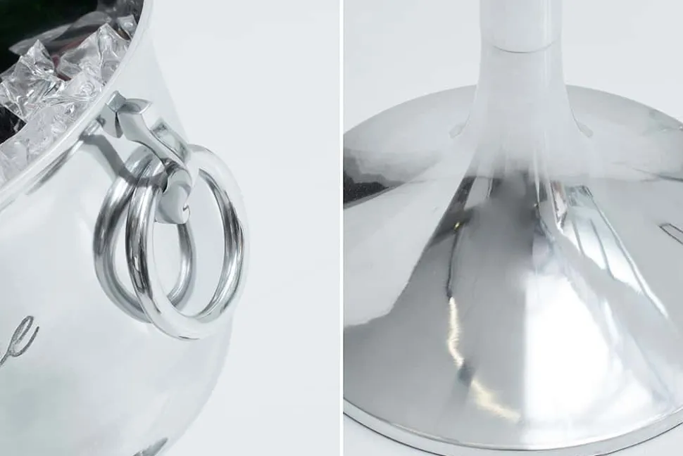 Eleganter Sektkühler CHAMPAGNE 75cm silber poliert Flaschenkühler