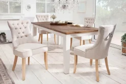 Eleganter Stuhl CASTLE beige Leinenstoff Landhausstil mit Komfortgriff