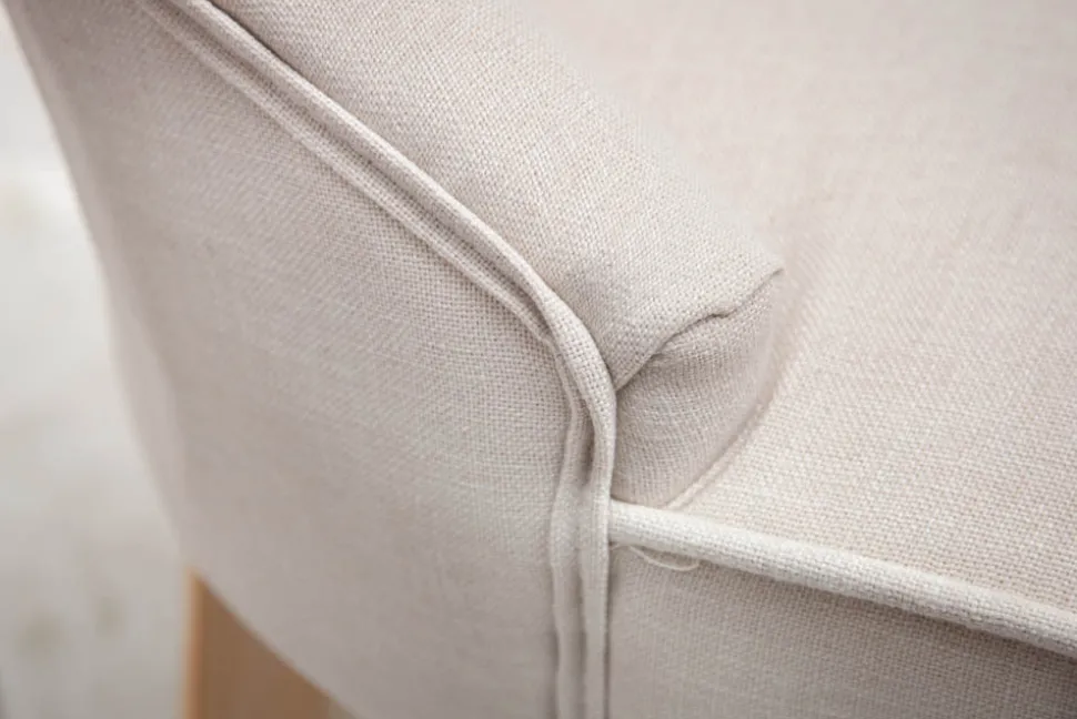 Eleganter Stuhl CASTLE beige Leinenstoff Landhausstil mit Komfortgriff