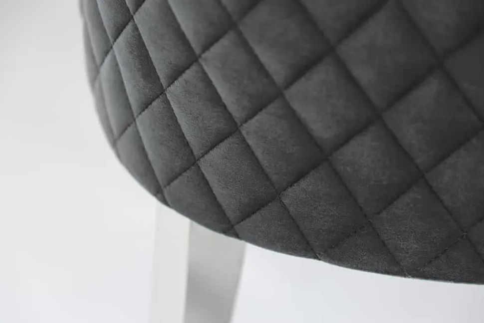 Eleganter Stuhl CASTLE DELUXE grau Samt Löwenkopf Chesterfield Design Esszimmerstuhl Nieten