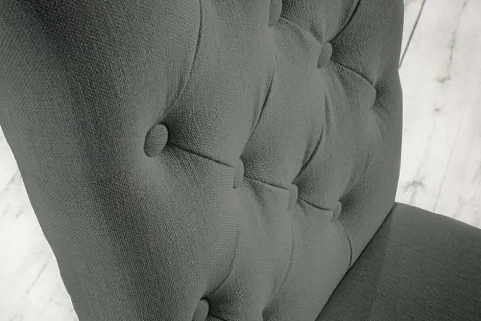 Eleganter Stuhl CASTLE grau mit Chesterfield Steppung im Landhausstil