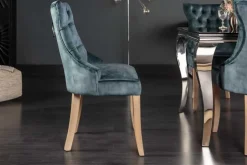 Eleganter Stuhl CASTLE petrol Samt Landhausstil mit Komfortgriff