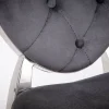 Eleganter Stuhl MODERN BAROCK schwarz Samt mit Knöpfen Edelstahlbeine
