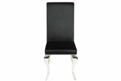 Eleganter Stuhl MODERN BAROCK schwarz Samt Stuhlbeine aus Edelstahl