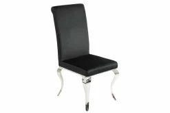 Eleganter Stuhl MODERN BAROCK schwarz Samt Stuhlbeine aus Edelstahl