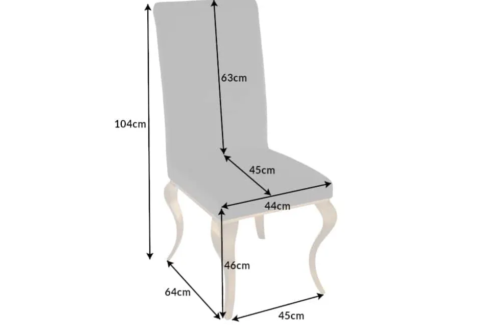 Eleganter Stuhl MODERN BAROCK schwarz Samt goldene Stuhlbeine aus Edelstahl