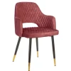 Eleganter Stuhl PARIS bordeaux Vogue Seidenstoff Samt goldene Fußkappen und Armlehnen