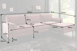 Elegantes Ecksofa COZY VELVET 260cm altrosa Samt Federkern 3-Sitzer