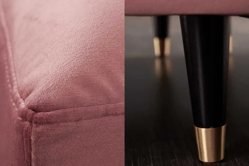 Elegantes Ecksofa COZY VELVET 260cm altrosa Samt Federkern 3-Sitzer