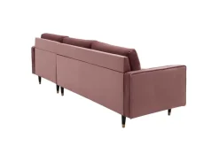 Elegantes Ecksofa COZY VELVET 260cm altrosa Samt Federkern 3-Sitzer