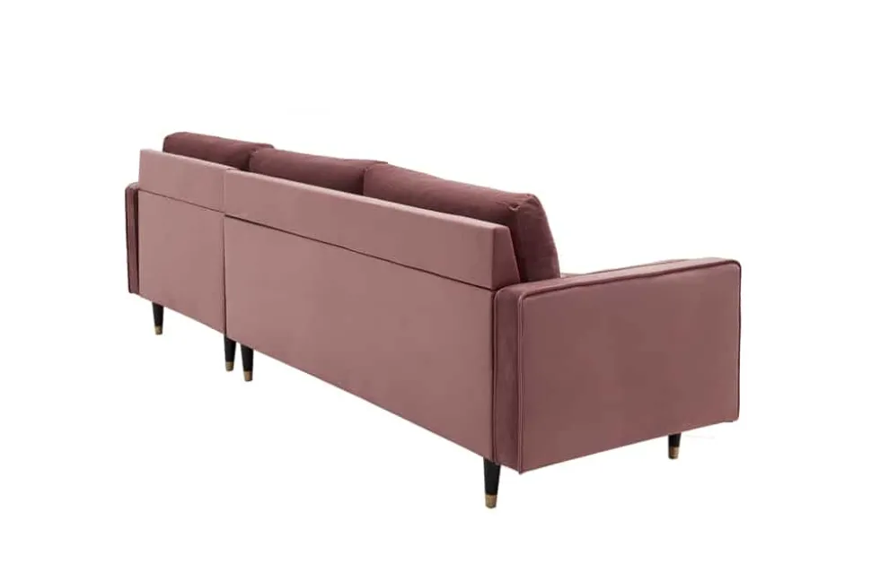 Elegantes Ecksofa COZY VELVET 260cm altrosa Samt Federkern 3-Sitzer