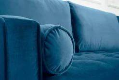 Elegantes Ecksofa COZY VELVET 260cm blau petrol Samt Federkern 3-Sitzer
