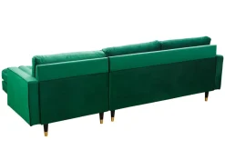 Elegantes Ecksofa COZY VELVET 260cm smaragdgrün Samt Federkern 3-Sitzer