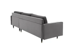 Elegantes Ecksofa COZY VELVET 260cm grau Samt Federkern 3-Sitzer