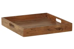 Elegantes Servier Tablett CIANO 40x40cm Akazie Massivholz mit Griffen
