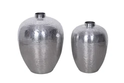 Elegantes Vasen 2er Set ORIENTAL 32cm silber im Rice Hammerschlag Design