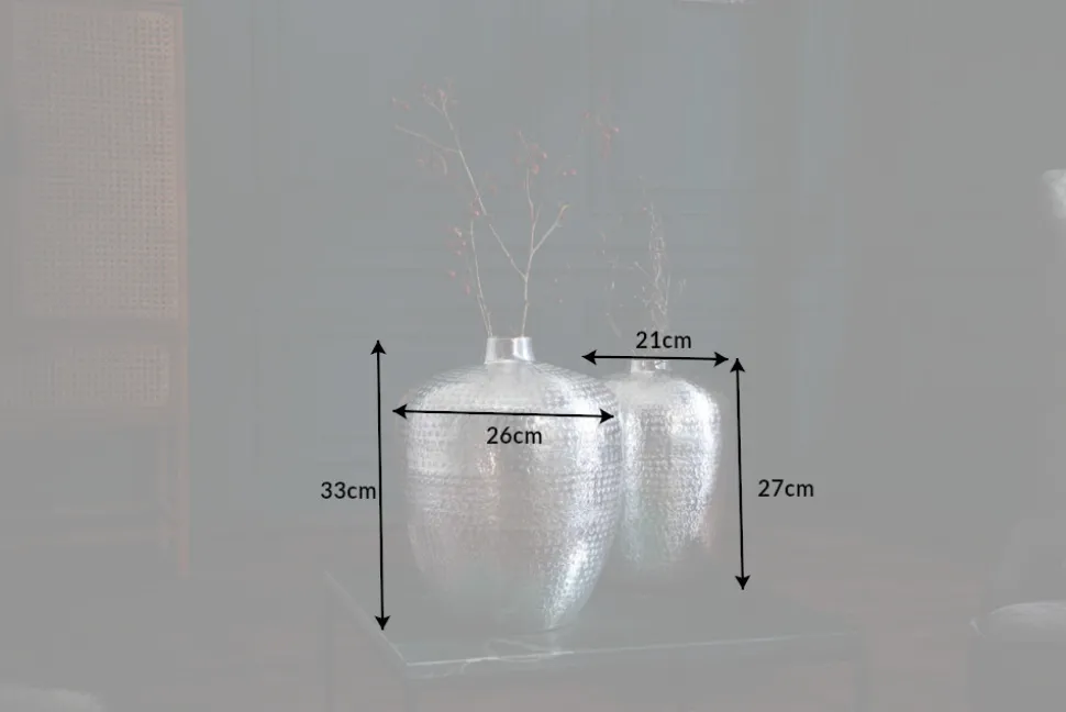 Elegantes Vasen 2er Set ORIENTAL 33cm silber in Handarbeit verziert