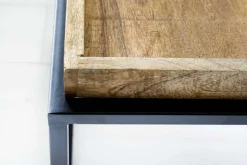 2er Set Beistelltisch SERVITEUR 50cm natur Mangoholz schwarzes Metallgestell Couchtische massiv
