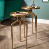2er Set Beistelltische ABSTRACT 60cm gold Metall rund Shabby Chic Design