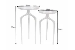 2er Set Beistelltische ABSTRACT 60cm silber Metall rund Shabby Chic Design
