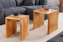 2er Set Beistelltische MAMMUT 55cm braun massives Akazienholz