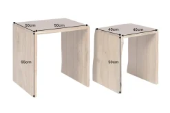 2er Set Beistelltische MAMMUT 55cm braun massives Akazienholz