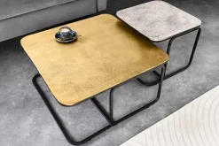 2er Set Couchtisch ABSTRACT 60cm gold silber schwarz Metall handmade