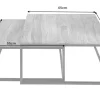 2er Set Couchtisch ELEMENTS 65cm braun Sheesham Massivholz stone finish Eisen schwarz