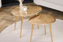 2er Set Couchtisch ELEMENTS 50cm gold Metall Handarbeit