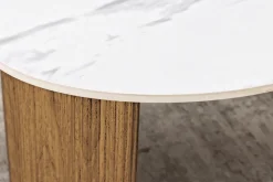 2er Set Couchtische OSAKA 120cm weiß Marmor Keramik natur Eiche
