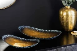 2er Set Deko Schalen ORIENT 45cm gold Hammerschlag Design mit Patina