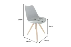 2er Set Design Stuhl SCANDINAVIA MEISTERSTÜCK grau Kunstleder natur Metall Eichen-Optik