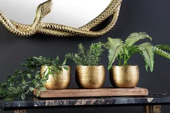 3er Set Schalen ORIENT 45cm gold mit Tablett massives Mangoholz Dekoration handmade