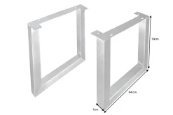 2er Set Tischgestell U-FRAME 70cm Edelstahl gebürstet matt Tischbeine Kufe Esstisch