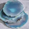 4er Set Untersetzer für Gläser COASTER 10cm grün Edelstein Achat Quarz handmade