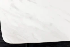 Esstisch MILANO 160cm weiß Marmor Keramik schwarzes Metallgestell