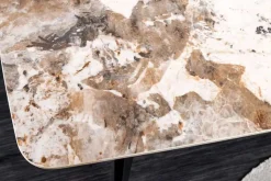 Esstisch MILANO 160cm weiß Pandora Keramik schwarzes Metallgestell