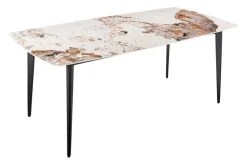 Esstisch MILANO 180cm weiß Pandora Keramik schwarzes Metallgestell
