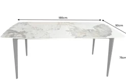 Esstisch MILANO 180cm weiß Pandora Keramik schwarzes Metallgestell