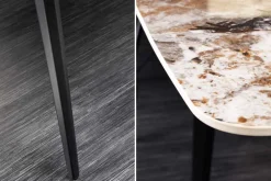 Esstisch MILANO 180cm weiß Pandora Keramik schwarzes Metallgestell