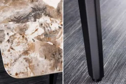 Esstisch MILANO 180cm weiß Pandora Keramik schwarzes Metallgestell