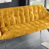 Esszimmer Sitzbank PAPILLON 165cm senfgelb Samt mit Lehnen schwarzes Metallgestell