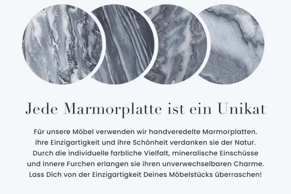 Exklusiver Couchtisch NOBLE 65cm grau echter Marmor rund silber Metall