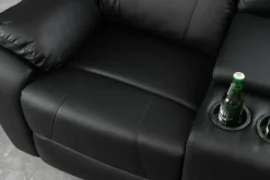 Exklusiver 2er Kinosessel HOLLYWOOD 190cm schwarz mit Liegefunktion und Getränkehalter
